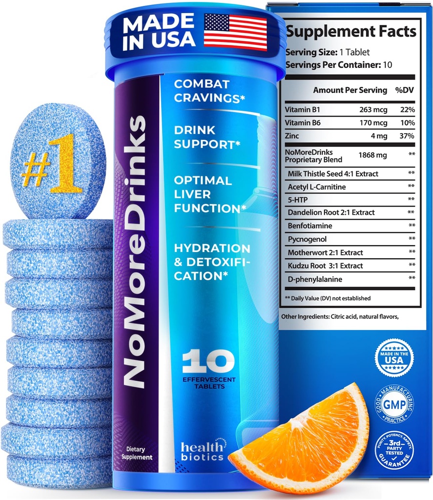 NoMoreDrinks Anti-Alkohol Craving-Ergänzung | Liver Detox & Combat Cravings | Energy Support Alkohol Ersatz-Getränk | Bio-Milch-Diesel-Ergänzung & Dandelion Root & 5HTP | (10) Energy Pills