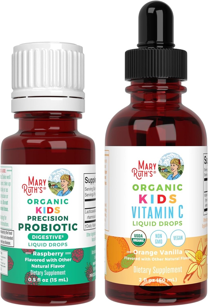 MaryRuth Organics Precision Probiotic & Vitamin C Drops für Kinder | USDA Organic, Clean Label Project Verified® | Gut Health, Immununterstützung, & Overall Wellness | Vegan, Non-GMO, Gluten Free
