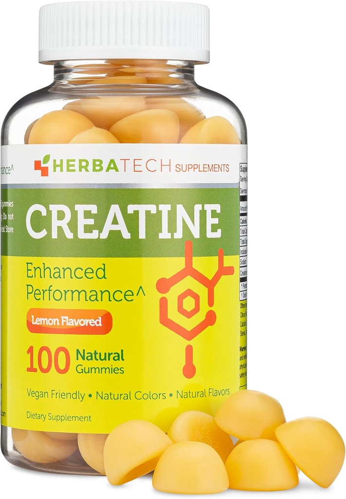 Kreatin Monohydrate Gummi für Männer und Frauen (100 Zähler, große Flaschengröße, 5.000 mg) Natürliche Kaugummi Größe Made in USA