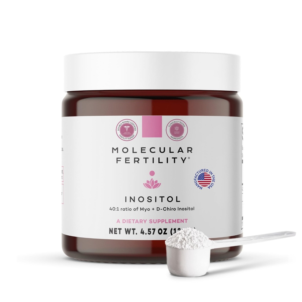 Myo-Inositol & D-Chiro Inositol Powder - 40:1 Ratio Inositol Supplement for Women & Men, Hormonal Balance, Reproductive Wellness & Glucose Metabolism Support - Unflavored - 130g