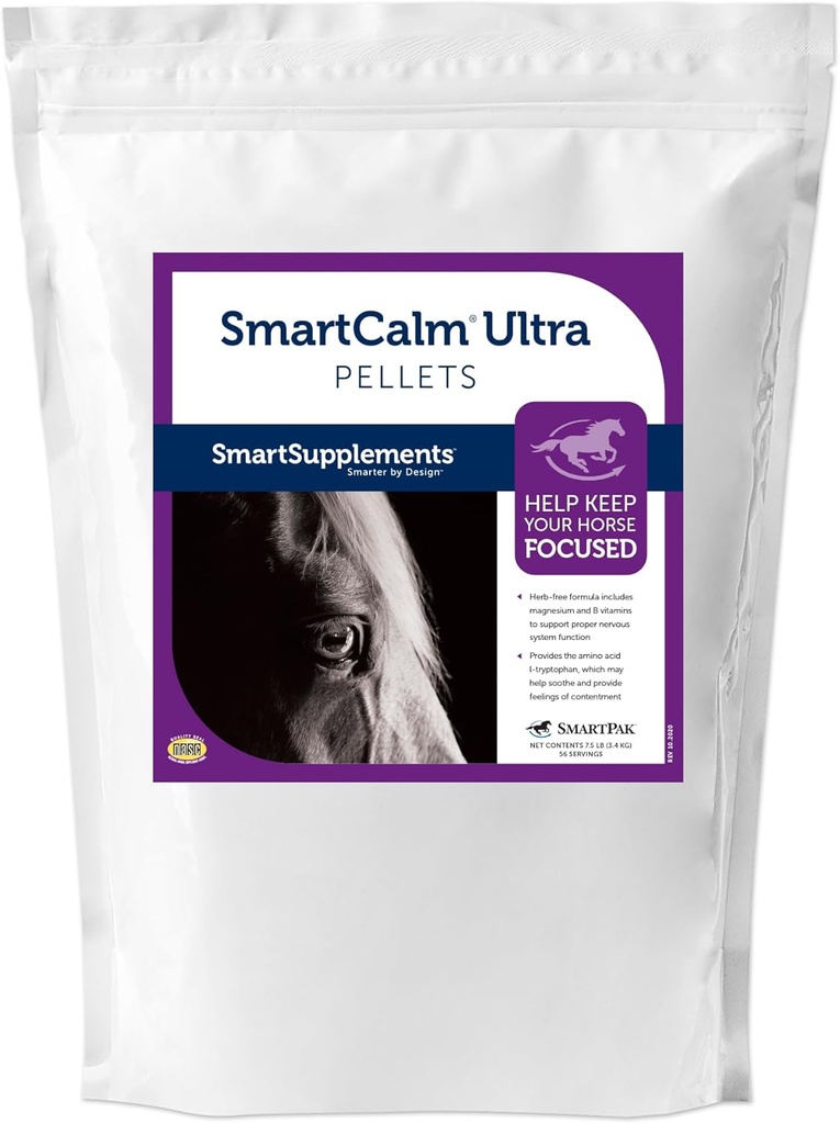 SmartCalm Ultra Pellets | Beruhigende Pferde-Ergänzungen | mit nicht hinzugefügt Kräuter oder Zucker | Equine-Ergänzung | Hilft Minimieren Übermäßige Geschicklichkeit | 56 Servierungen | 7.5 lb Tasche