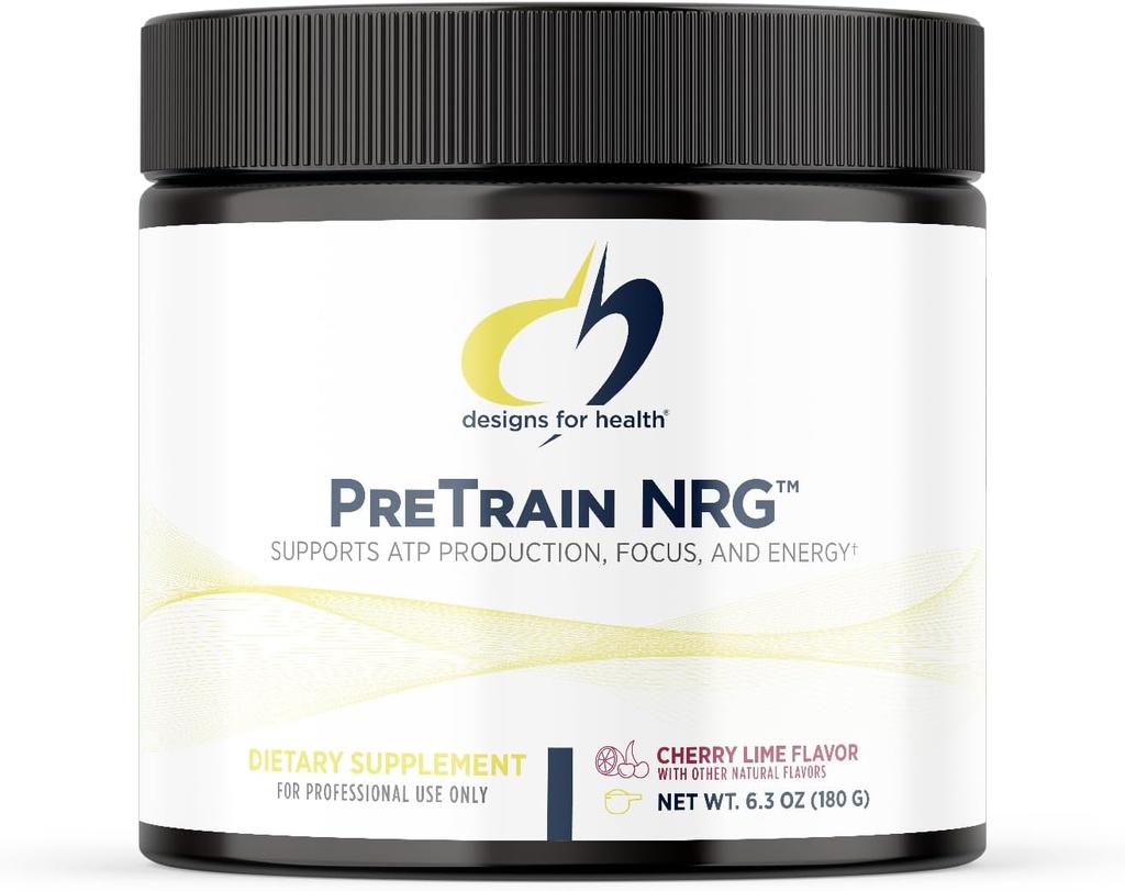 Designs für Gesundheit PreTrain NRG Drink Mix - Pre-Workout Pulver mit Kreatin + Grüner Kaffee - Unterstützt Fokus, Power + Mental Energy in Athleten - None-GMO, Kirsch Lime Flavor (20 Servierungen / 180g)