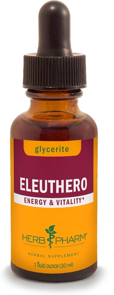 Herb Pharm Eleuthero Root Liquid Glycerite für Energie und Stamina, Alkoholfreies Glycerit, 1 Fl Oz