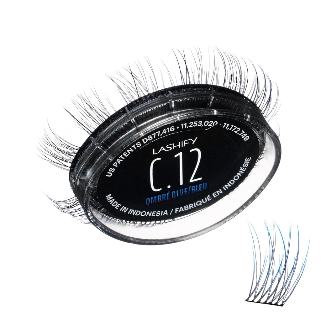 Lashify Curl 12mm Gossamer Wimpern Extensions Refill in Ombre Blue, Easy DIY False Lashes für einen natürlichen Look