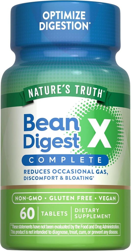 Nature's Truth Digestive Enzyme | 60 Pillen | Bean Digest | Vegan, Non-GMO & Gluten Kostenlose Ergänzung