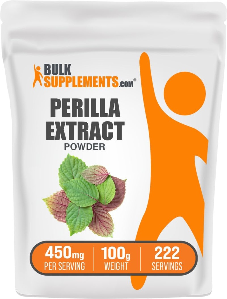 BulkSupplements.com Poudre d'extrait de perilla - Supplément de frutescens de perilla, supplément à base de plantes - Sans végétalien et sans gluten, 450mg par portion, 100g (3.5 oz) (paquet de 1)