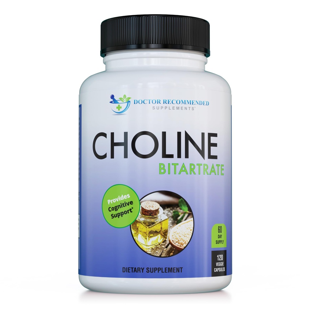 Premium Choline - 500 mg - 120 Veggie Kapseln - von DOCTOR EMPFEHLUNGEN - Unterstützt kognitive Gesundheit, Gedächtnis &amp; Mehr
