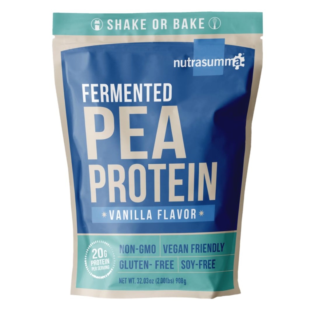 Nutrasumma Pea Protein Powder, Vanille Vegan Flavor, 100% Pflanzenbasiert, keine künstlichen Süßungsmittel, Non-GMO, Gluten Free & Soy Free, 2 LB