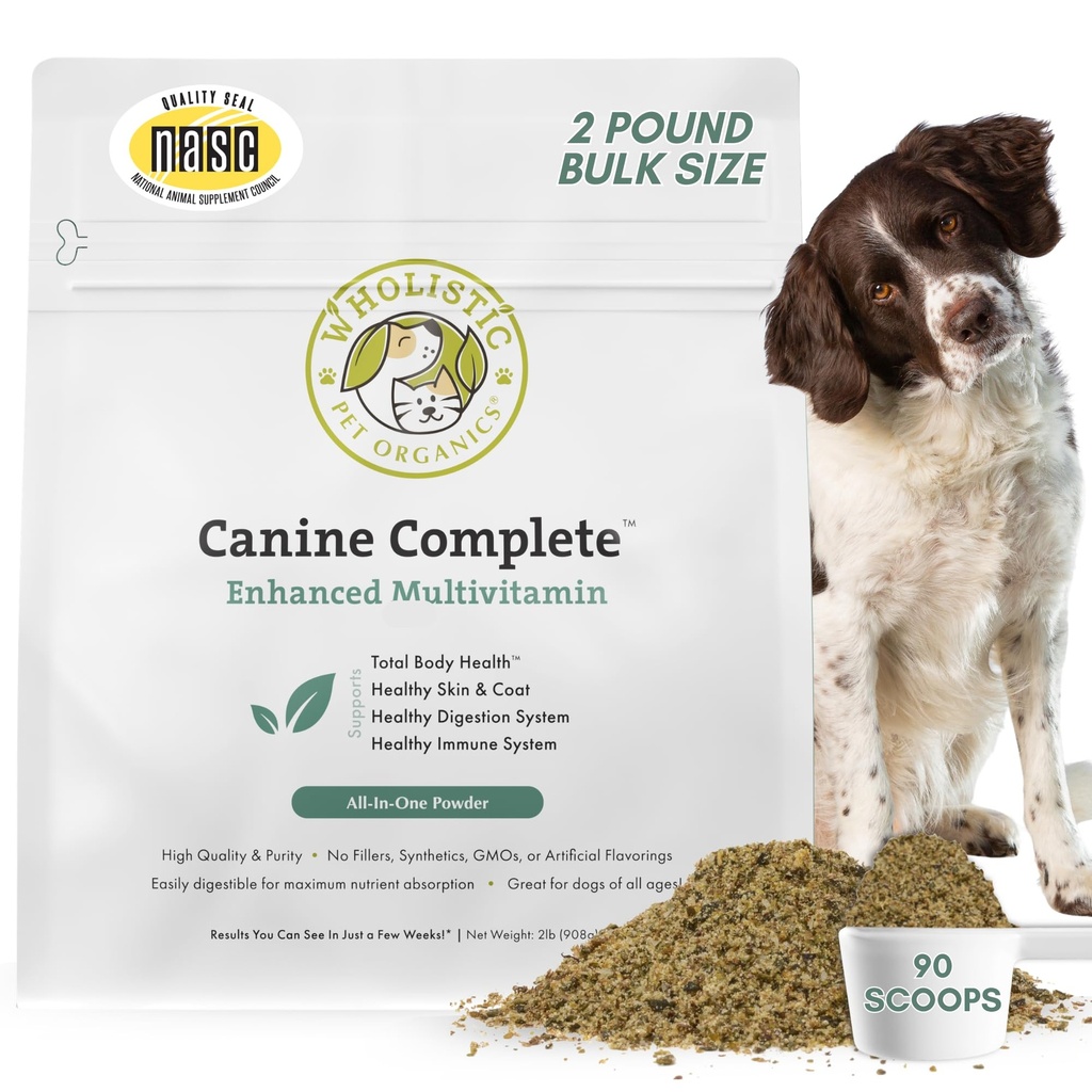 Wholistic Pet Organics Canine Complete - Dog Multivitamin Powder - 2 Lb - Tägliche Hunde-Vitamine und Ergänzungen für hausgemachte Lebensmittel - Immunsystem, Haut, Fleisch & Gesamtgesundheit - Kleine und große Zucht