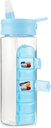MARS WELLNESS Bouteille d'eau 24 once avec Pill Box Slideout, Organisateur quotidien - Porte-médicaments 7 jours, Pill Container Easy Slide Out, Popup Straw for Hydratation