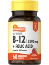 Sundance Fast Dissolve Vitamin B-12 | mit Folsäure | 2500mcg | 60 Count | Natürliche Berry Geschmack | Vegetarisch, Non-GMO und Glutenfreie Ergänzung