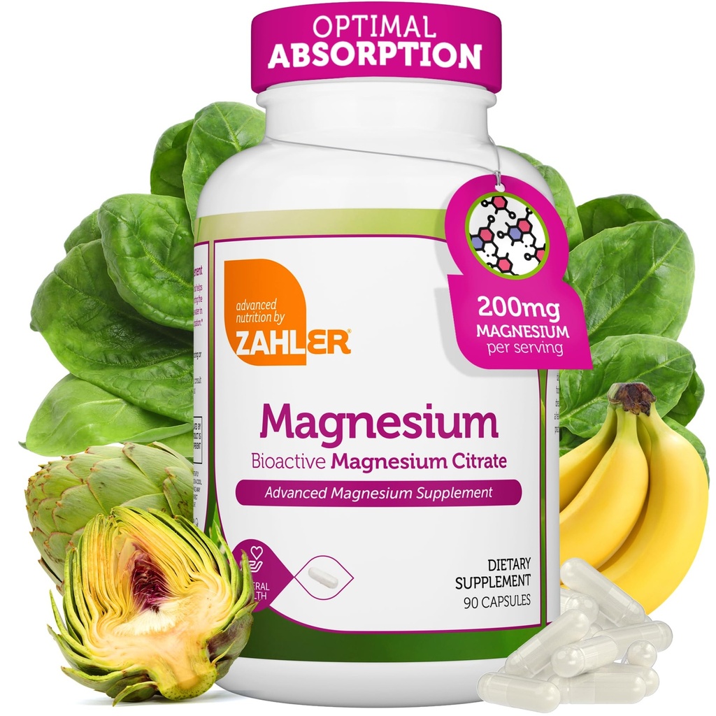 Zahler - Magnesium Supplement Kapseln 200 mg (90 Count) zertifiziert Kosher Bioactive Magnesium Citrat für Max Absorption - Natürliches Magnesium Mineral für Männer und Frauen - Beste Magnesiumergänzungsmittel