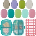 9 Pack Reise Pille Organizer 8 Komponenten Tragbare Pille Case Kleine Pille Box für Taschengeld Tägliche Pille Gefäß Medizin Vitamin-Halterspender für Fischöl Beilage
