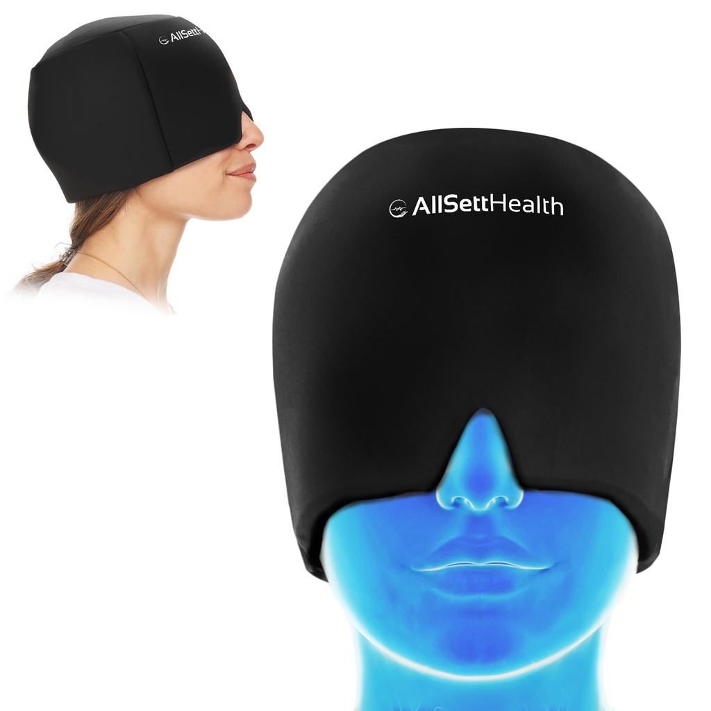 Emballage de gel chaud/froid avec compresse de masque visage et yeux pour le soulagement des maux de tête - Noir