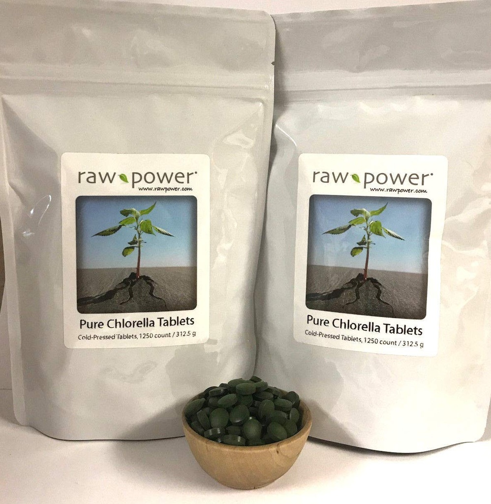 Raw Power Chlorella Tablets (2500 Zähler, 625g), Kalt-Druck, 100% roh und rein, aus Bios