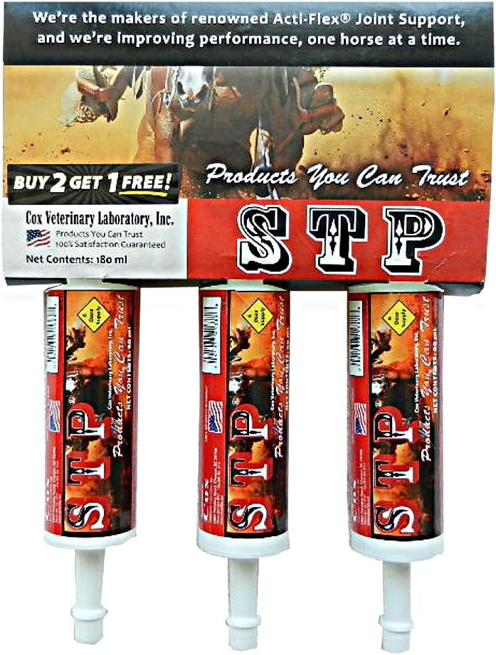 STP Oral Paste für Pferde. Hilft der Linderung von Schmerzen und Entzündungen. Hoch Palatable. Sichere, natürliche Zutaten. Easy-Dose Syringe. Drei-Pack. 18-Tage-Versorgung. Made in USA.