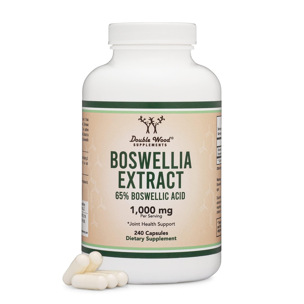 Boswellia Serrata - 240 Kapseln (Max Strength 1000mg von 65% Boswellic Acid Extract) Boswellia Extract Kapseln (Joint Support Supplement for Joint Health) Dritte Partei getestet von Double Wood