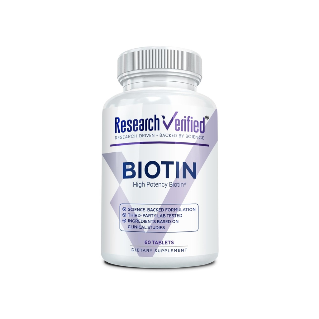 Forschung Verified Biotin – Pure Biotin Extra Strength 10.000mcg für verbessertes Haar, Haut und Nagelgesundheit - 60 Vegan Tabletten, Made in USA