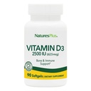 NaturesPlus Vitamin D3 (Cholecalciferol) - 2500 iu, 90 Softgels - Knochengesundheit, Herzgesundheit und Immunsystemunterstützungsergänzung, Bioverfügbares Wirkstoff - Glutenfrei - 90 Portionen