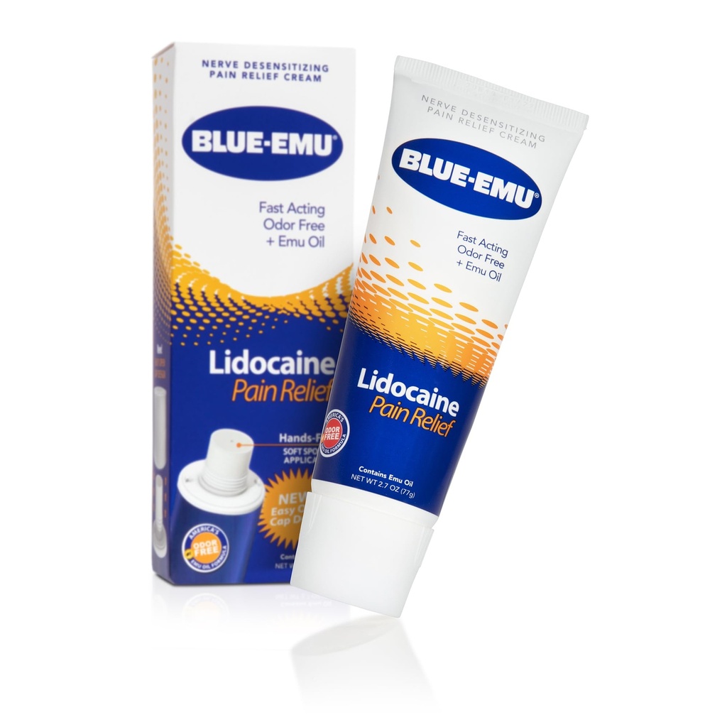BLUE-EMU Lidocaine Schmerzlinderungscreme für Fast, Numbing Relief, 2,7 Oz, 1 Packung