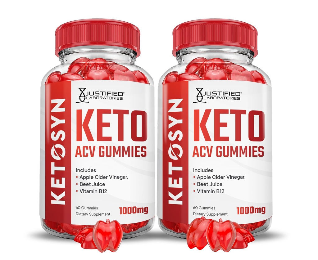 (2 Pack) Ketosyn Keto ACV Gummies Advanced Formula 1000MG Ketosyn Keto Gummies Apfel Apfel Apfelessig Formuliert mit Granatapfel-Essigpulver B12 Vegan Non GMO 120 Gummys