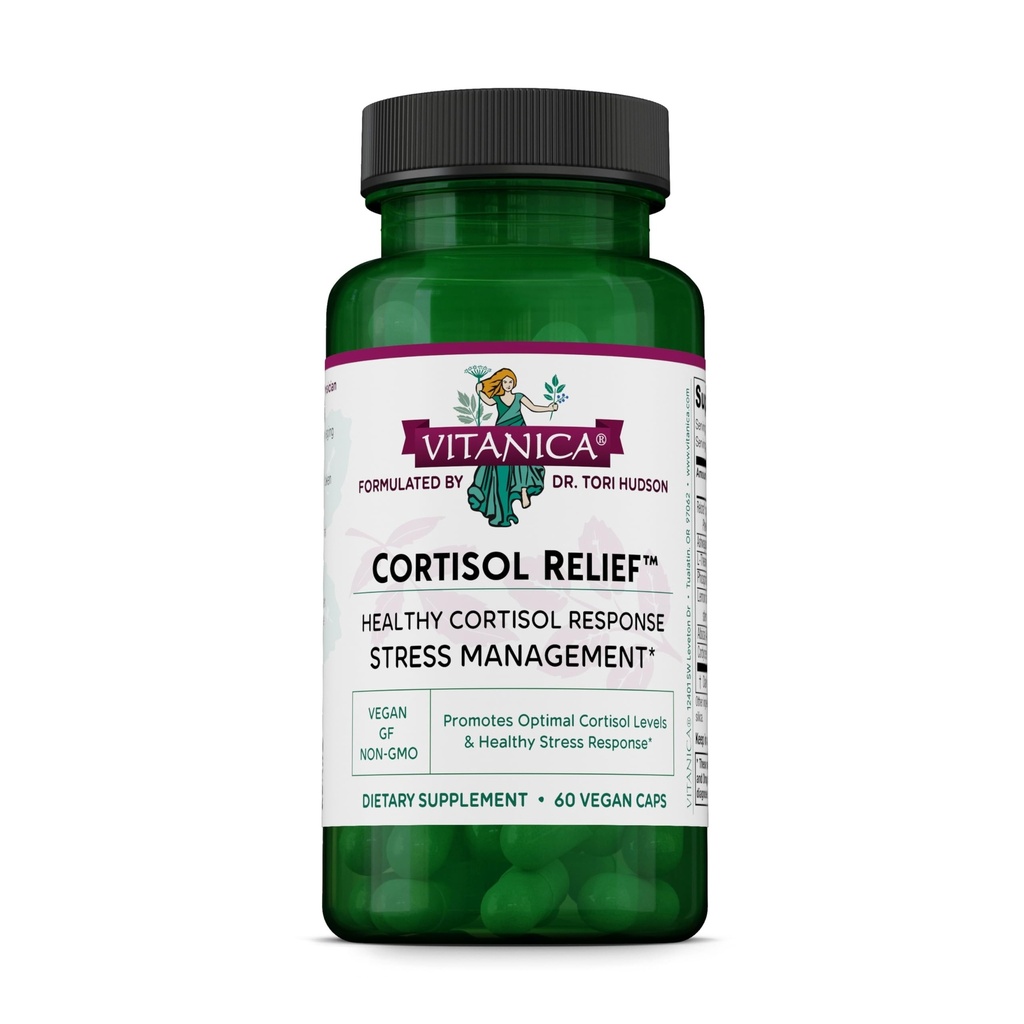 Vitanica Cortisol Relief, Dr. Formulé Sommeil, Stress, Supplément directeur de Cortisol, Vegan, 60 Capsules (Cortisol Relief)