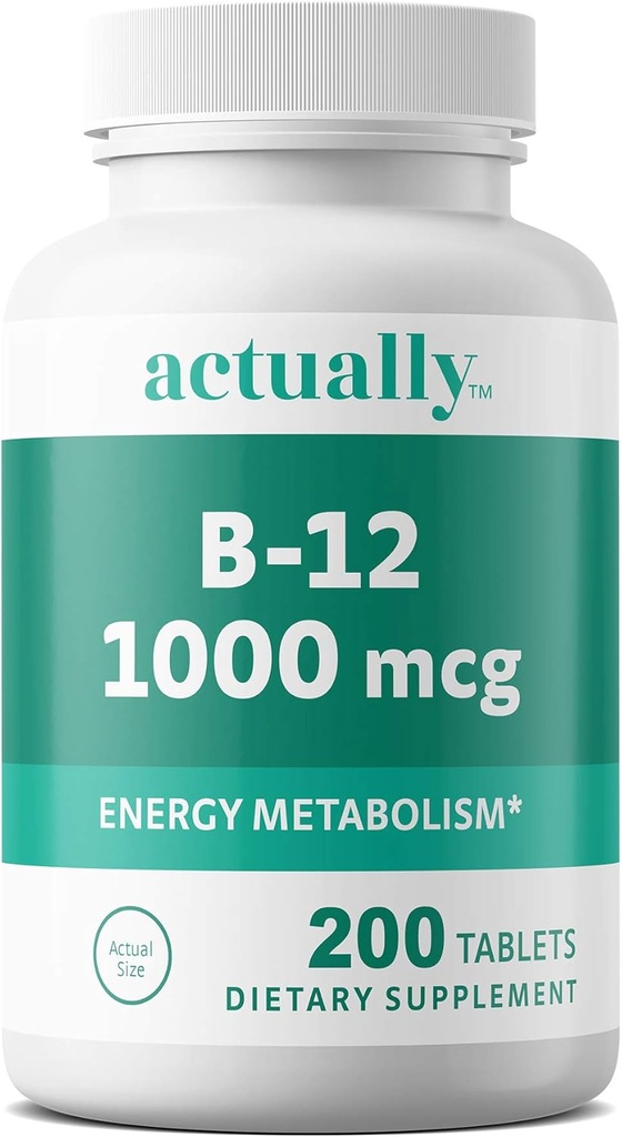 Tatsächlich Vitamin B12 1000mcg Tabletten 200ct Energy Metabolism für Erwachsene, 200Day Supply, 200 Count