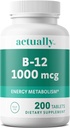 Tatsächlich Vitamin B12 1000mcg Tabletten 200ct Energy Metabolism für Erwachsene, 200Day Supply, 200 Count