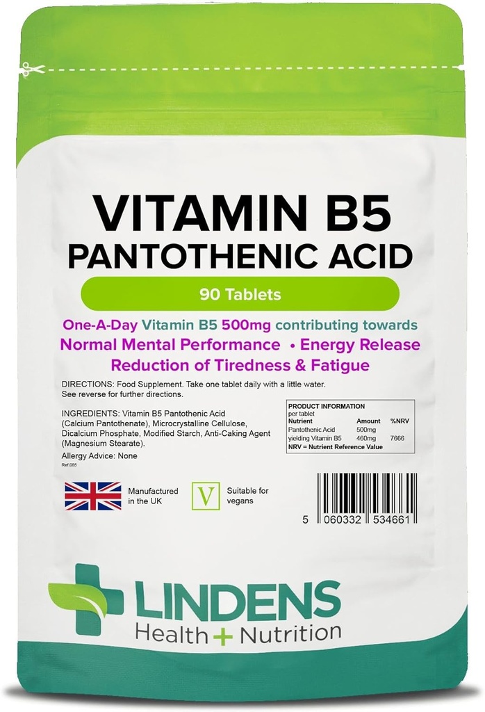 Lindens Vitamin B-5 B5 100 x 460mg Tabletten (Pantothenic Acid)