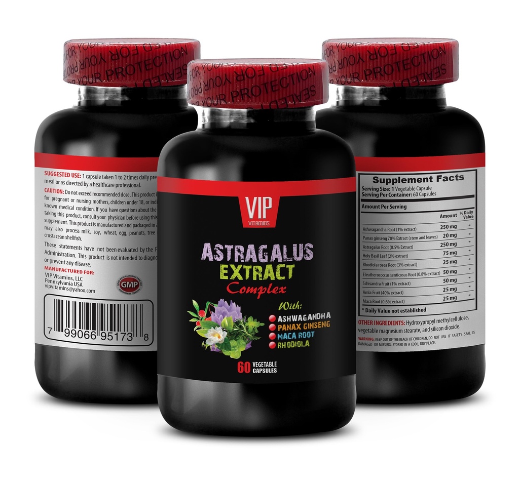astragalus complex - ASTRAGALUS EXTRACT COMPLEX mit Ashwagandha, Panax Ginseng, Astragalus, Maca - heilige Basilikumkapseln, Astragalus Immununterstützung, Astragalus Extrakt Kapseln 1 Flasche 60 Kapseln