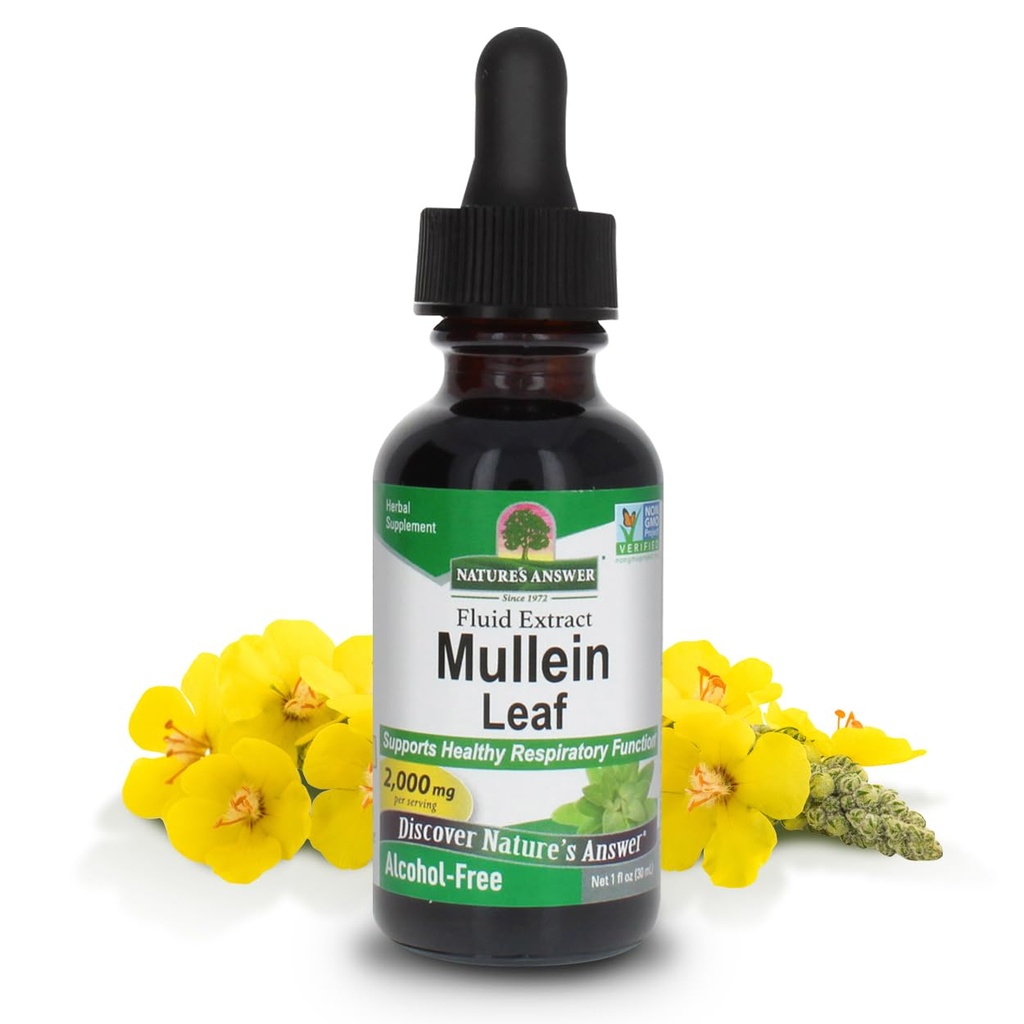 Nature's Answer Mullein Herb - Mullein Leaf Extract for Lungs - Alkoholfrei, Non GMO, Made in USA - Unterstützt Atemfunktion und fördert gesunde Lunge - Mullein Leaf 1 Unze Extract