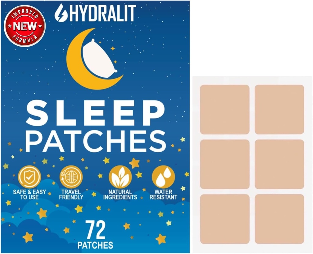 Schlafaufnäher für Erwachsene Extra Stärke Schlafhilfe Patch Melatonin Restful Nights Time-Released Formula Skin Jet Lag Travel Friendly Last All Night Männer und Frauen Better Morning 72 Pack