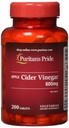 Puritan's Pride vinaigre de cidre de pomme 600 mg, supplément alimentaire végétarien, 6 mois d'approvisionnement, 200 comprimés (emballage mai vary)