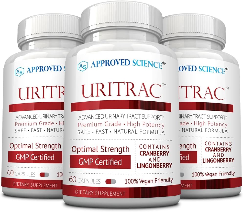 Science® UritracTM - Support UTI approuvé - Cranberry, D-Mannose, Lingonberry - Vegan Friendly - 60 capsules par bouteille - Boîte de 3