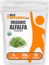 BulkSupplements.com Poudre de graminée d'alfalfa biologique - Supplément d'alfalfa, Poudre de superalimentation verte - Sans végétalien et sans gluten, 5g par portion, 100g (3.5 oz) (paquet de 1)