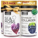 Collagen and Sea Moss Gummies Bundle - Collagen Peptides, Irish Sea Moss, Biotin, Keratin, Bladderwrack - Supplément Gummy pour l'immunité, la désintoxication, les cheveux sains, la peau et les ongles - pour les hommes et les femmes