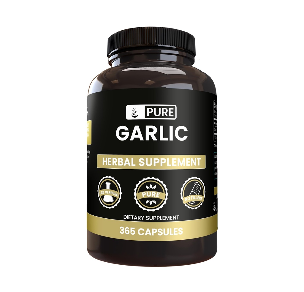 Pure Original Zutaten Knoblauch-Extrakt (365 Kapseln) keine Magnesium- oder Reisfüller, Immer rein, Lab Verifiziert