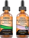 SBR Nutrition D3+K2 und Elderberry Bundle Vitamin D3K2 (MK7) Flüssige Tropfen, Pfefferminz, 1oz | Elderberry & Echinacea & Vitamin C Flüssigkeitstropfen, 2oz | Erwachsene & Kinder | Non-GMO, Glutenfrei