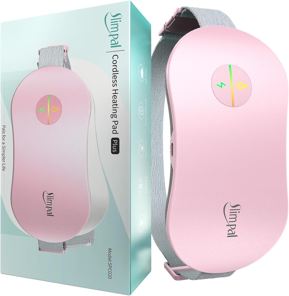 Slimpal Heizkissen für Periodenkramps, Tragbare Akku elektrische Heizkissen für Menstrual Pain Relief Wärmegürtel, wiederaufladbare tragbare Wärmekissen Geschenke für Ihre Frauen Mädchen Frau Freundin, Pink