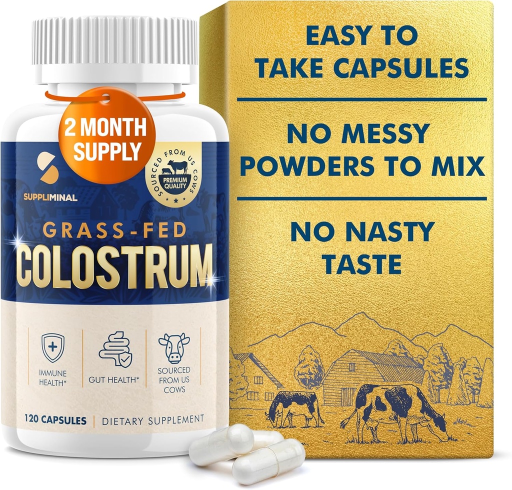Colostrum Supplement 2 Monat Versorgung, Gras Fed Bovine Colostrum, Kolostrum Pulver Kapseln