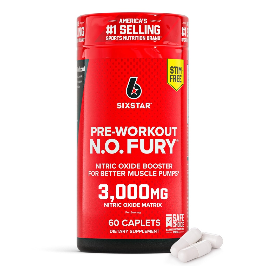 Six suppléments d'oxyde nitrique pour les hommes et les femmes, constructeur de muscles (60 comtes) - pilules de rappel d'oxyde nitrique Pompe musculaire Supplément de préentraînement - Nutrition sportive pour la musculation, la force et l'énergie