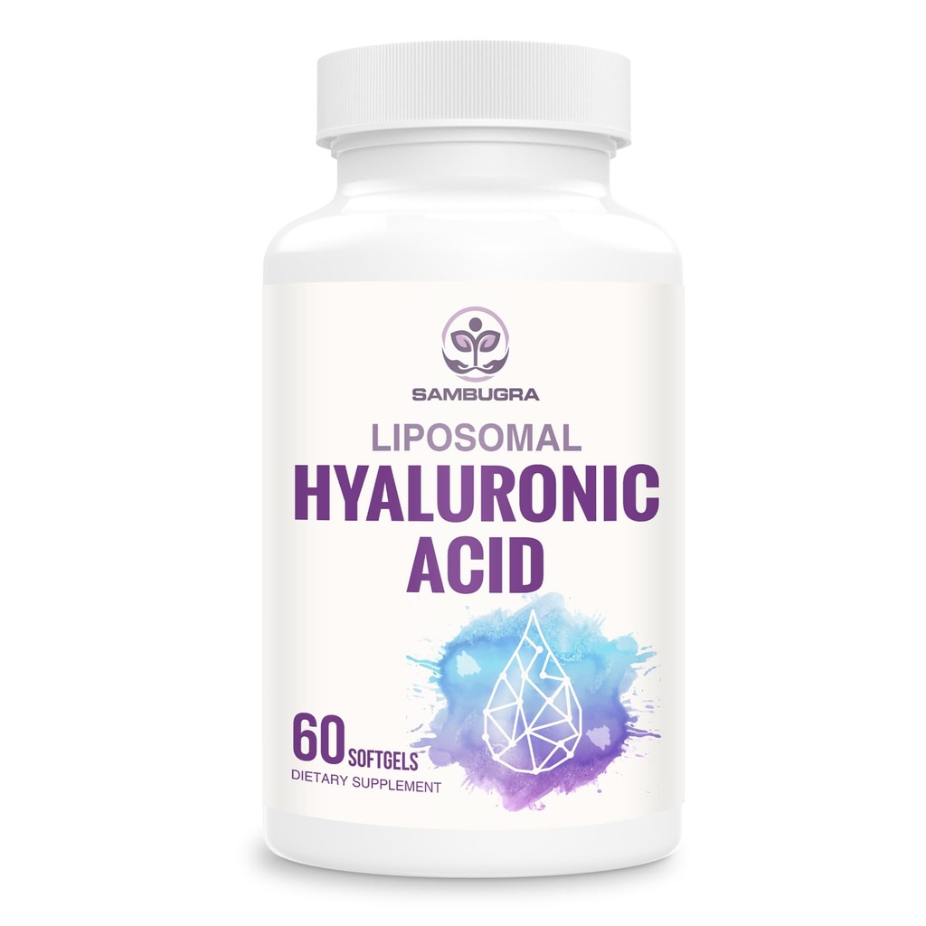 Acide hyaluronique liposomique 1000mg, haute biodisponibilitéAcide hyaluronique Capsules, complément alimentaire soutenir la peau et les os, 60 Capsules