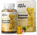 Wild & Organic Immune Support Gummis - Elderberry 1000mg & Vitamin C 500mg - Natürliche Immununterstützungsergänzung - Vegan Immunität Gummis mit Vitamin C D Zink - 60 Count