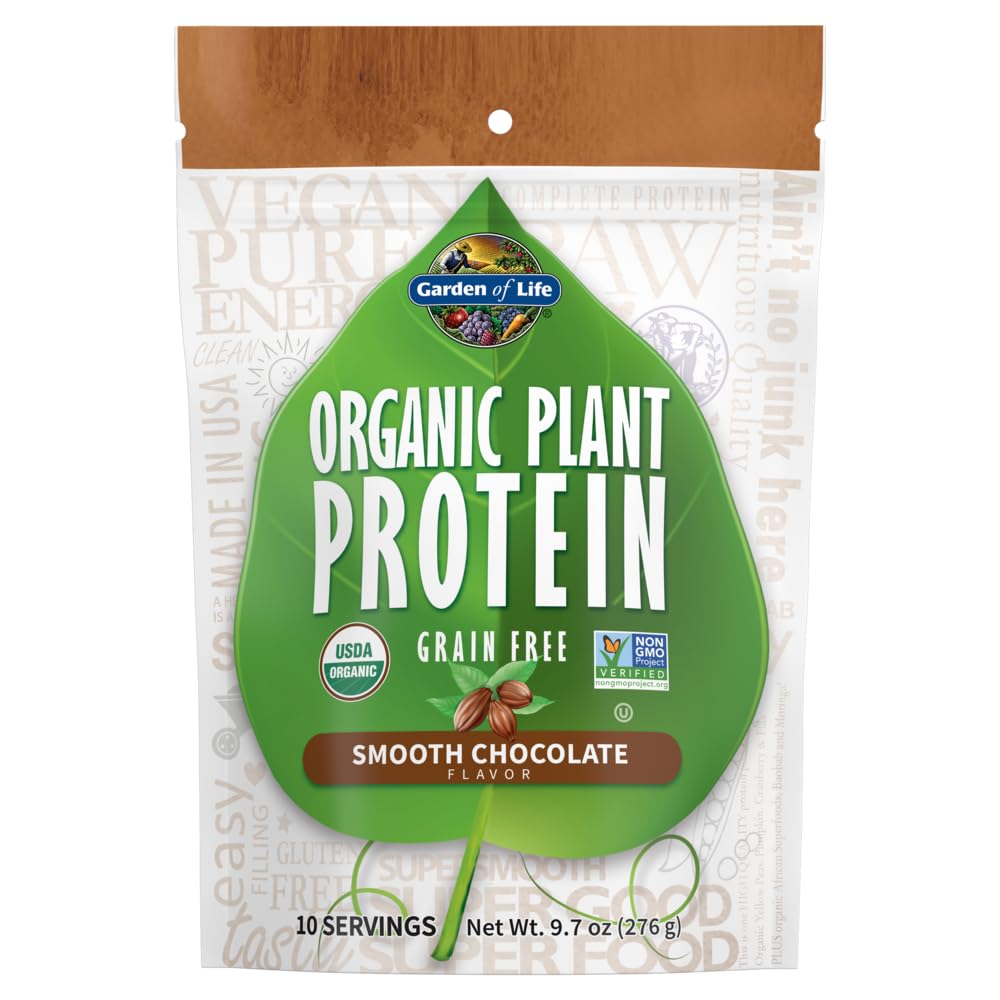 Jardin de la vie Protéines organiques Poudre de chocolat lisse, 10 portions - végétalien, sans grains et sans gluten à base de plante Shake avec 1 milliard d'UFC probiotiques et enzymes, 15g de protéines