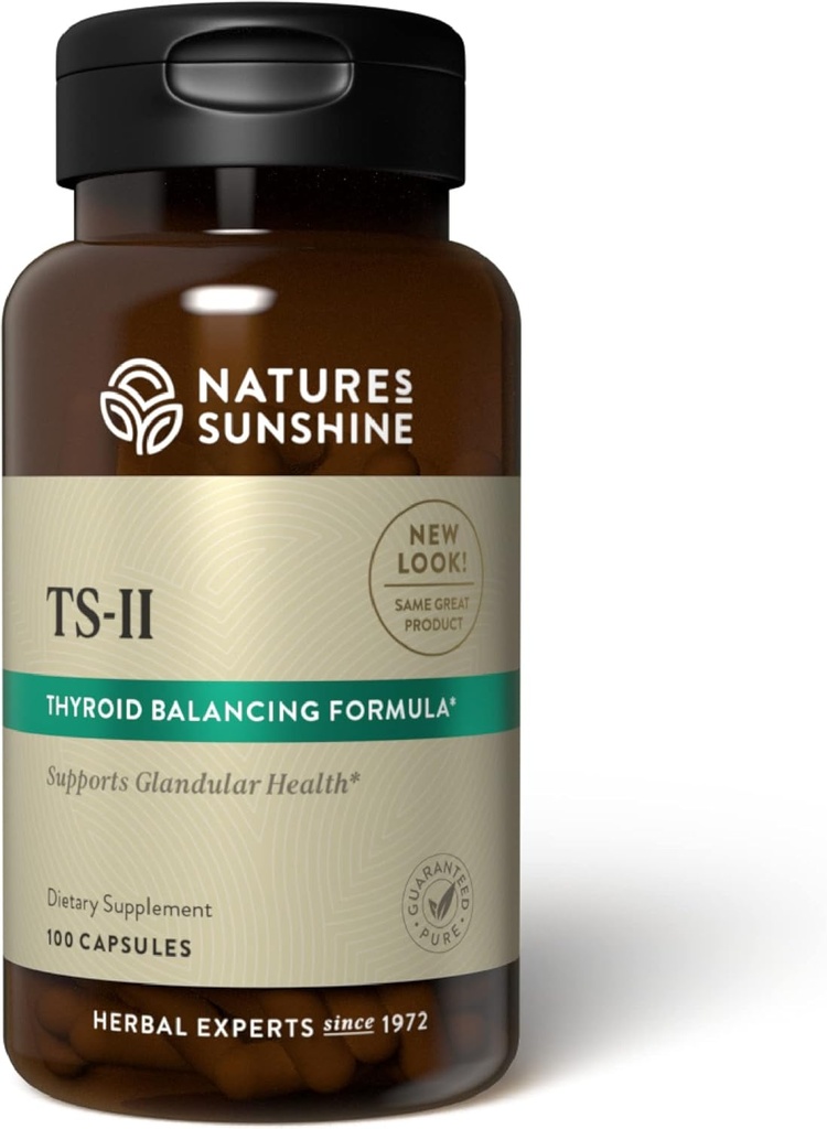 Nature's Sunshine TS II w/Hops, 100 Capsules' soutient la bonne fonction thyroïdienne et aide à maintenir l'équilibre dans le thyroid Gland