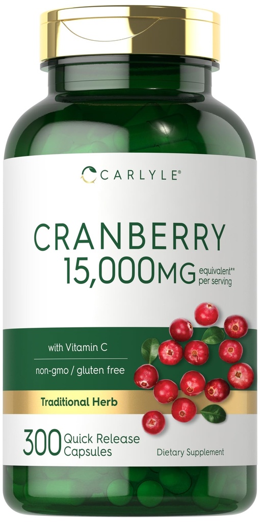 Pilules de canneberge de Carlyle 15000mg.300 Capsules.
