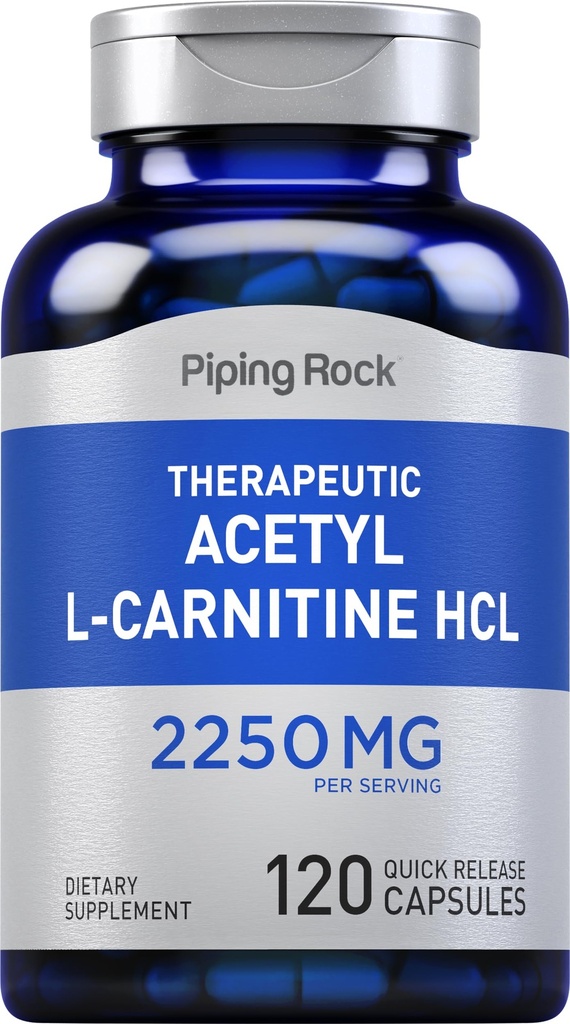 Piping Rock Acetyl L-Carnitin HCL | 2250mg | 120 Kapseln | Therapeutische Ergänzung | Non-GMO, Glutenfrei