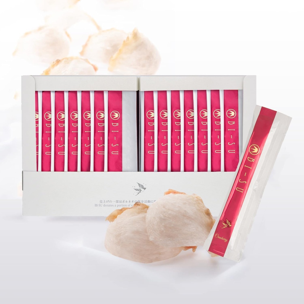 BI-SU Extract Jelly Stick | Natürliche Swiftlet Nests Extrakt, Collagen, Vitamin C, Japanische Hautpflege, Anti-Aging, hält die Elastizität der Haut, Boosts Immunsystem, GI Gesundheit, Cranberry Flavor, 30 PCS