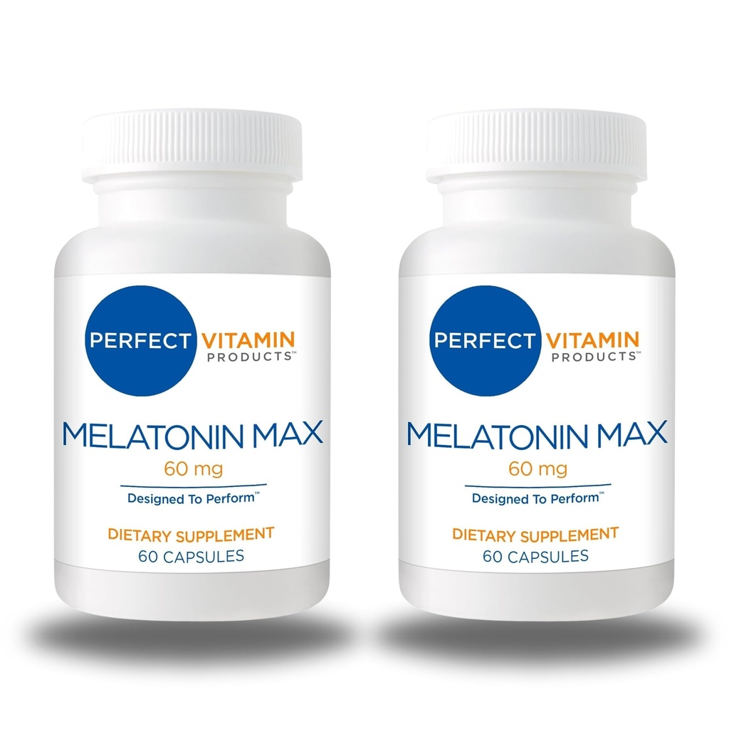 60mg Extra Strength Melatonin MAX - High Dosage Melatonin sorgt für eine schnelle Versorgung dieses wichtigen Hormons - 100% Drug-Free, Vegan, Non-GMO, Gluten-Free (120 Kapseln 2-Pack)