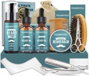Bart Kit, Bart Grooming Kit für Herren W/Straight Razor,2 PACK Bartöl, Wash, Balm, Brush, Comb, Scheren Herren Geburtstag Weihnachtsgeschenke für Herren Boyfriend Husband Beard Trimming Shaving Kit